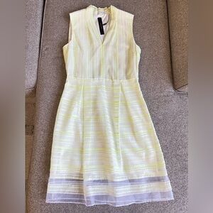 Tahari White and Citrus Midi Dress Size 10